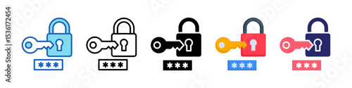 Secure Access Multiple Style Icon Set Collection.