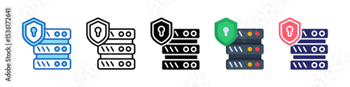 Server Security Multiple Style Icon Set Collection.