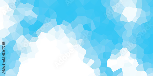 Abstract crystalline background featuring a gradient of blue and white polygonal shapes creating a modern and clean graphic design element.