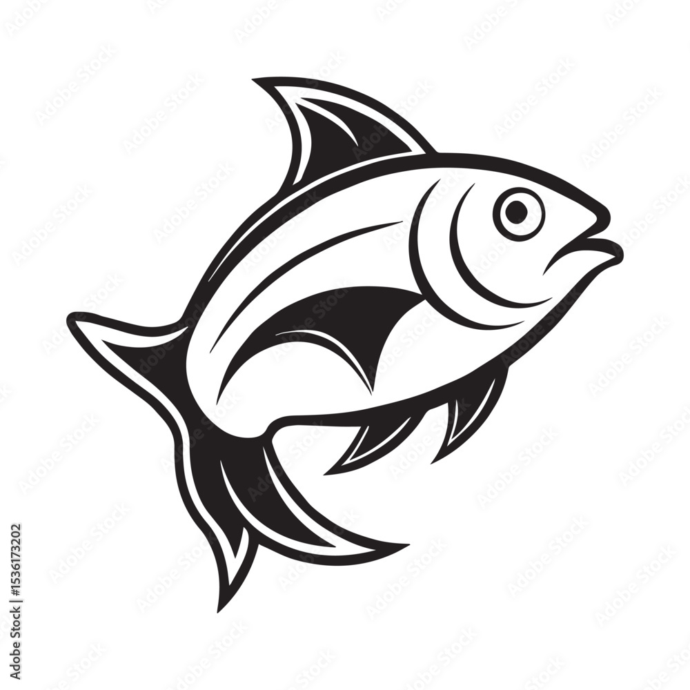 Fototapeta premium Fish silhouette vector illustration logo sticker