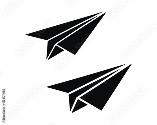 Paper Airplane  icon silhouette vector illustration