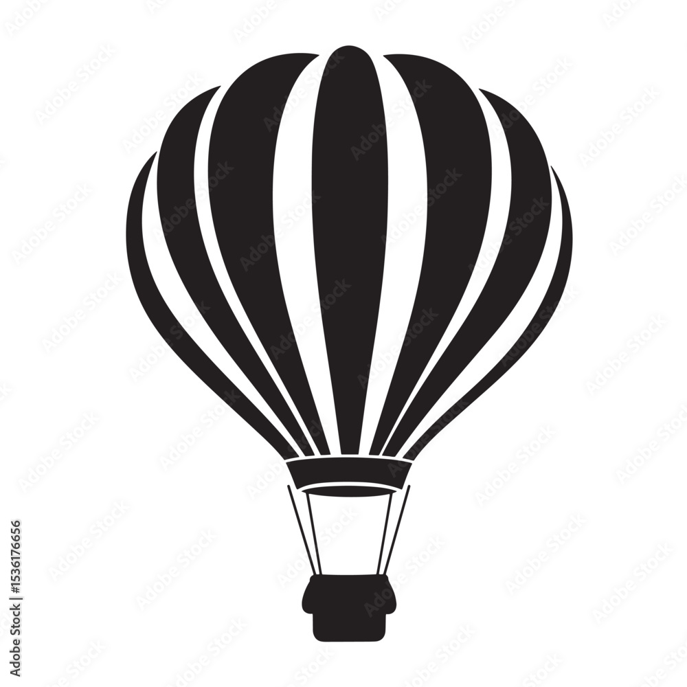 Vector illustration of a silhouette black and white hot air balloon on a white background suitable for design projects Vector illustration of a silhouette black and white hot air balloon on a white background suitable for design projects