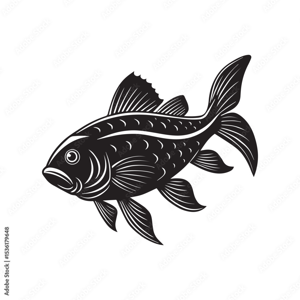 Naklejka premium Fish silhouette vector illustration logo sticker