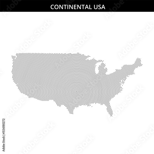 Creative representation of continental USA using concentric lines