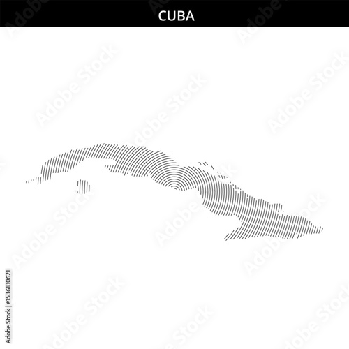 Artistic representation of Cuba's outline using fingerprint patterns