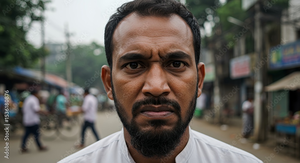Portrait of a Man in a Busy Street Portrait of a Man in a Busy Street