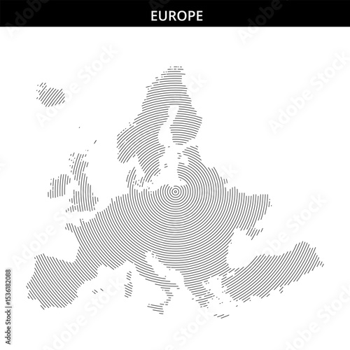 Unique artistic representation of Europe with concentric lines
