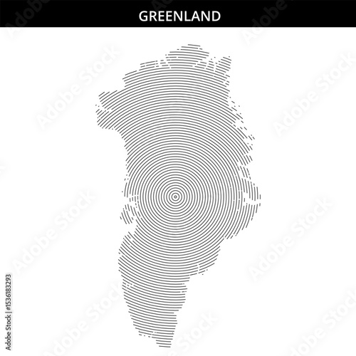 Unique artistic representation of Greenland with concentric circles
