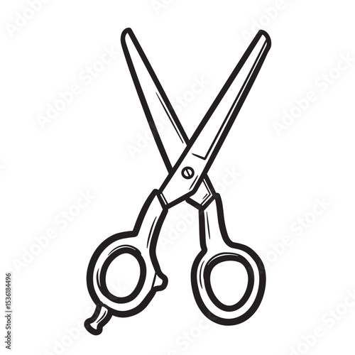Stylized black and white vector illustration of crossed scissors, perfect for hairstyling concepts and beauty salon branding.