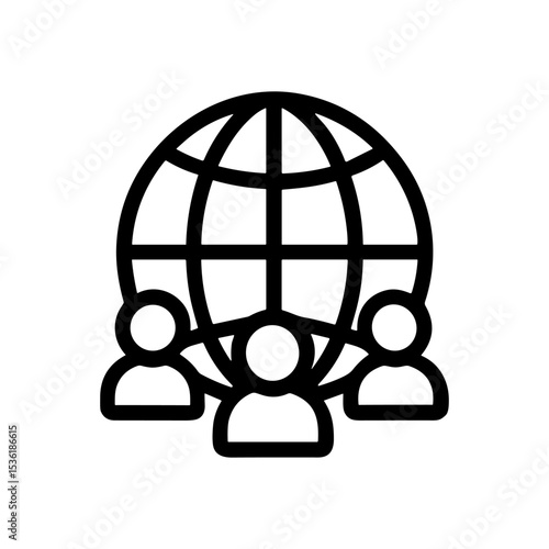 Global teamwork United people around the world. Icon symbol illustration
