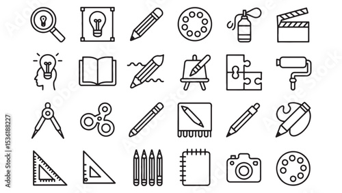 Collection of Creative Line Icons Design, Art, and Photography Symbols