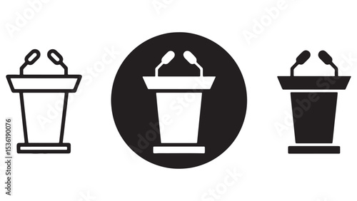 Podium Icon Set  Versatile Presentation, Speech, and Public Speaking Symbols for Design Projects