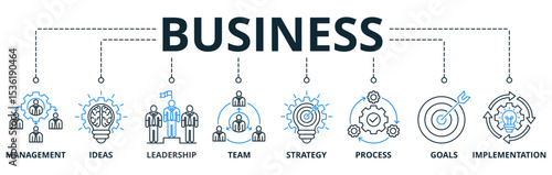 Business web banners concept vector illustration with keywords and icons