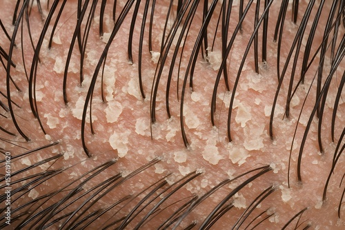 Close-Up Hair Scalp: Microscopic Detail and Health Care Analysis