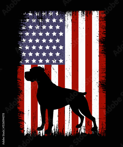 Boxer American Flag Shirt USA 4th Of July Dog T-shirt Gifts T-shirt, Boxer lovers, Boxer dog animal illustration , typography t shirt design, Dog quotes t-shirt design,  