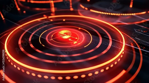 Wallpaper Mural Abstract digital design featuring glowing red circles and lines on a dark background, symbolizing technology Torontodigital.ca