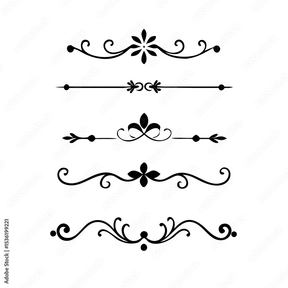 Obraz premium Text dividers with hearts doodle set. Wedding decorative elements. Divider ornament, borders, lines. Hand drawn vector illustration isolated on white background 