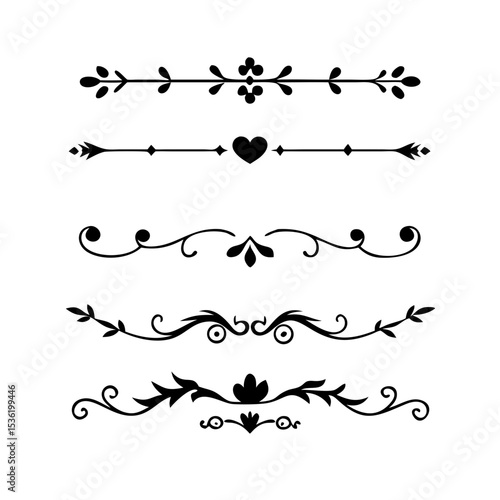 Set of decorative text dividers. hand drawn vector illustration on white background
