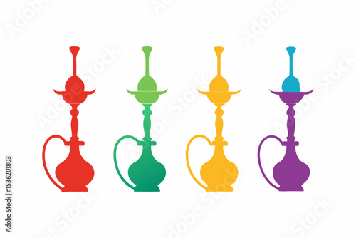 set of Hookah icon silhouette vector illustration