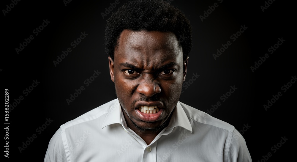 Angry Man, Intense Portrait, Dark Background, Emotional Expression Angry Man, Intense Portrait, Dark Background, Emotional Expression