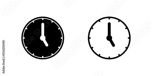 A five oclock analog clock icon, versatile for representing end of work day, meetings, and evening schedules.
