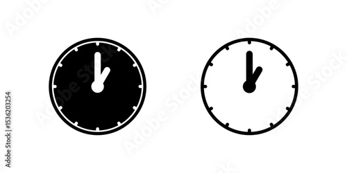 A one oclock analog clock icon, versatile for indicating lunch break, early afternoon, and specific appointments.