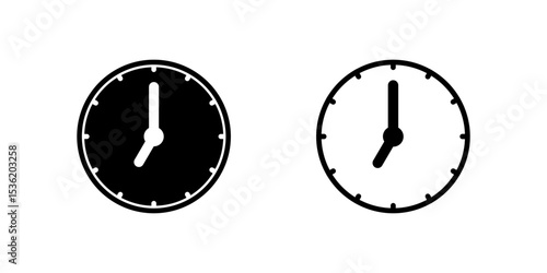 A seven oclock analog clock icon, perfect for indicating morning routines, early meetings, or evening activities.
