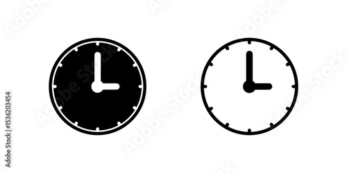 A three oclock analog clock icon, perfect for representing afternoon tea, meetings, or specific time slots.