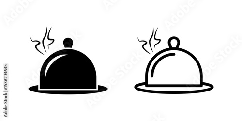 A cloche food cover icon, perfect for representing room service, fine dining, restaurant, and hotel hospitality services.