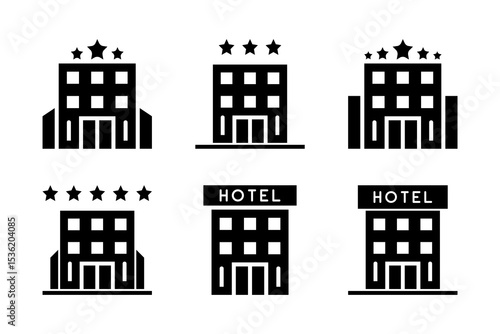 A variant of the hotel building icon, suitable for representing various types of lodging, resorts, and hospitality establishments.