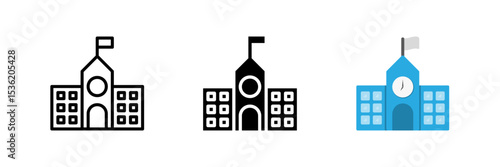 A school building icon, ideal for representing educational institutions, campus, and academic environments.
