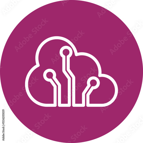 Cloud Computing Vector Line White Circles Multicolors