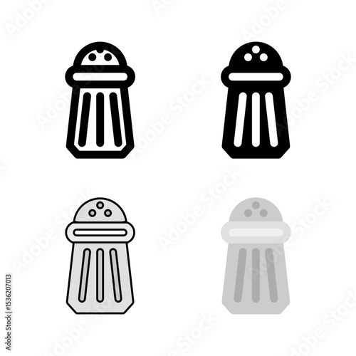 A salt and spice shaker icon set, perfect for seasoning, flavor, cooking ingredients, and kitchen staples.