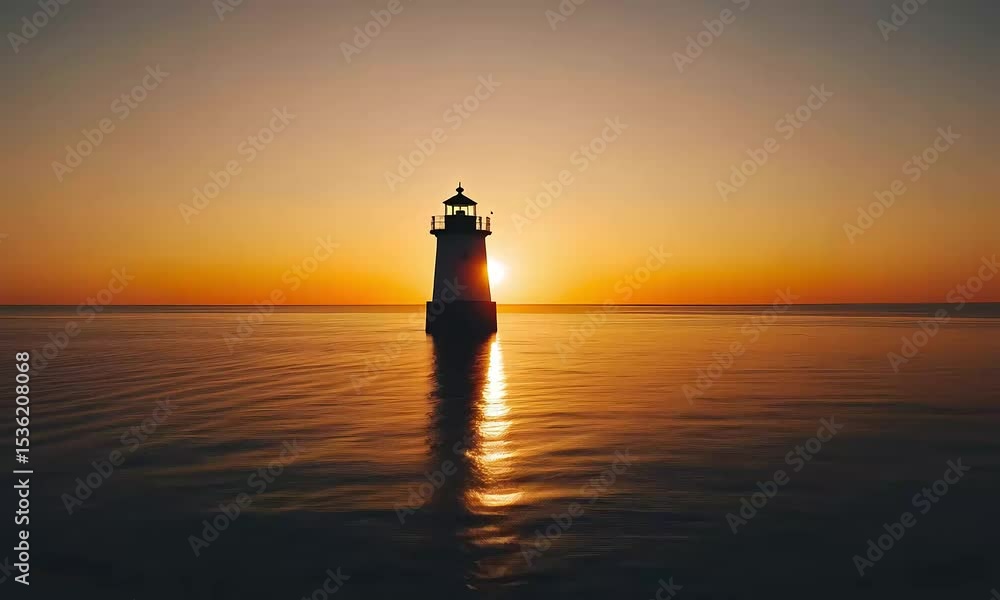 Serene Sunset Silhouette Lighthouse at Golden Hour Serene Sunset Silhouette Lighthouse at Golden Hour