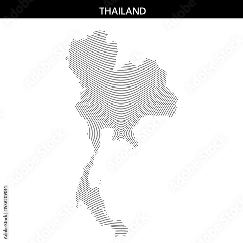 Map of Thailand created with unique line patterns