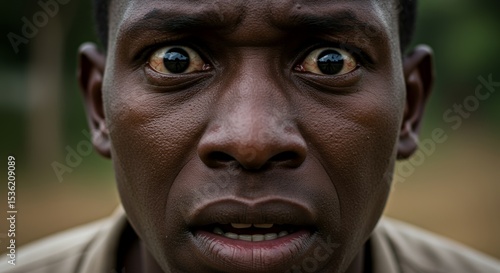 Close-up Portrait of a Man Showing Shock and Fear