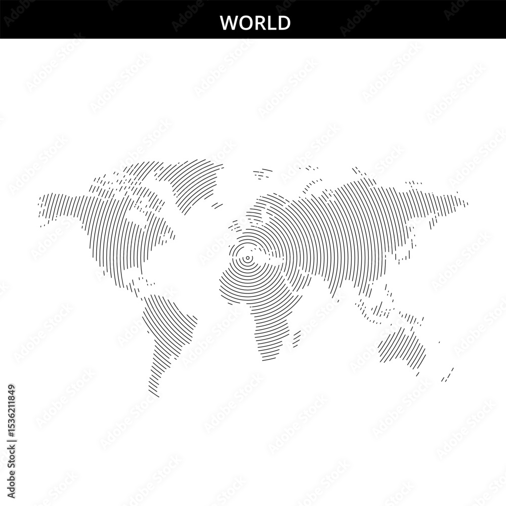 Obraz premium World map illustration with line art design and intricate details