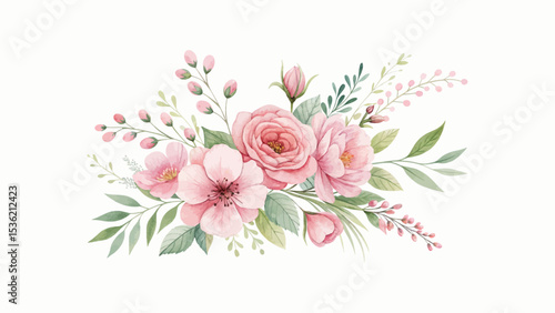 Single pink watercolor flower illustration on white background ideal for elegant wedding designs, romantic floral compositions, and minimal graphic artwork elements