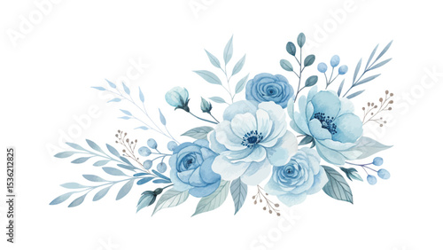 Watercolor floral illustration with dusty roses and blush peonies in soft borders, wreaths, and frames perfect for wedding stationery, greeting cards, and elegant background designs