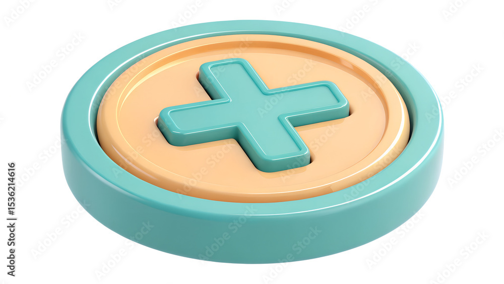 Obraz premium 3d Blue and Orange Medical Plus Icon Isolated on Transparent Background for Health App and Interface Design