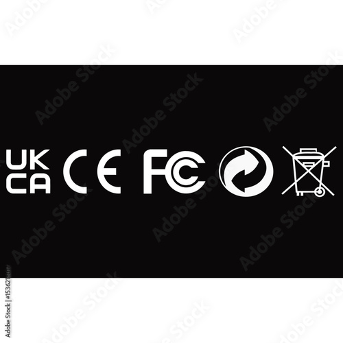 UKCA CE FCC RECYCLE ARROW WEEE VECTOR SIGN