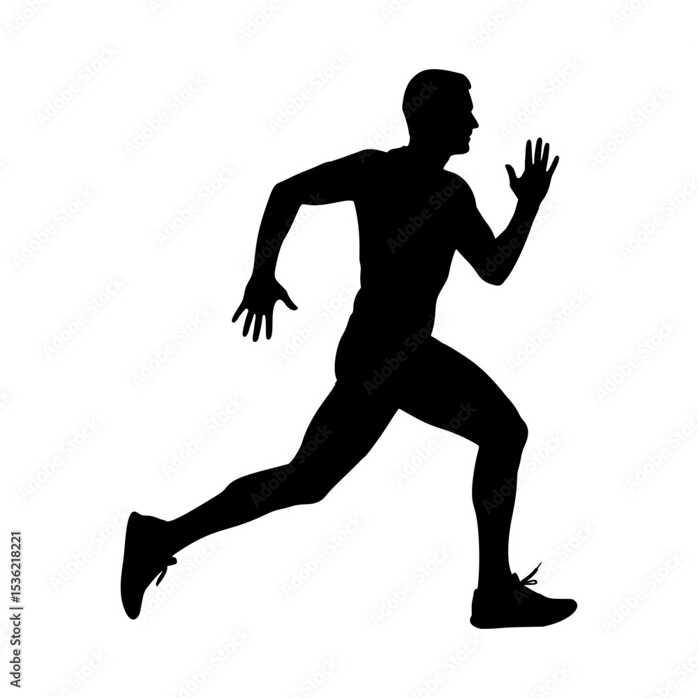 Dynamic Male Runner Silhouette in Sprint Action Dynamic Male Runner Silhouette in Sprint Action