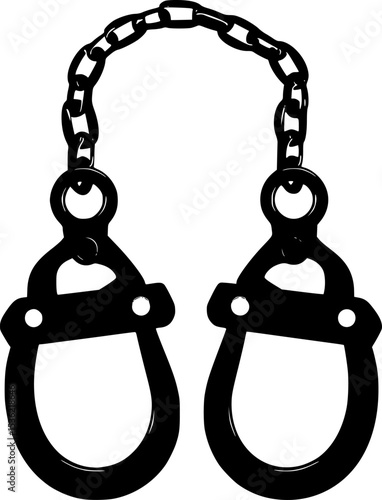 Black Silhouette Vector of Metal Handcuffs Symbol