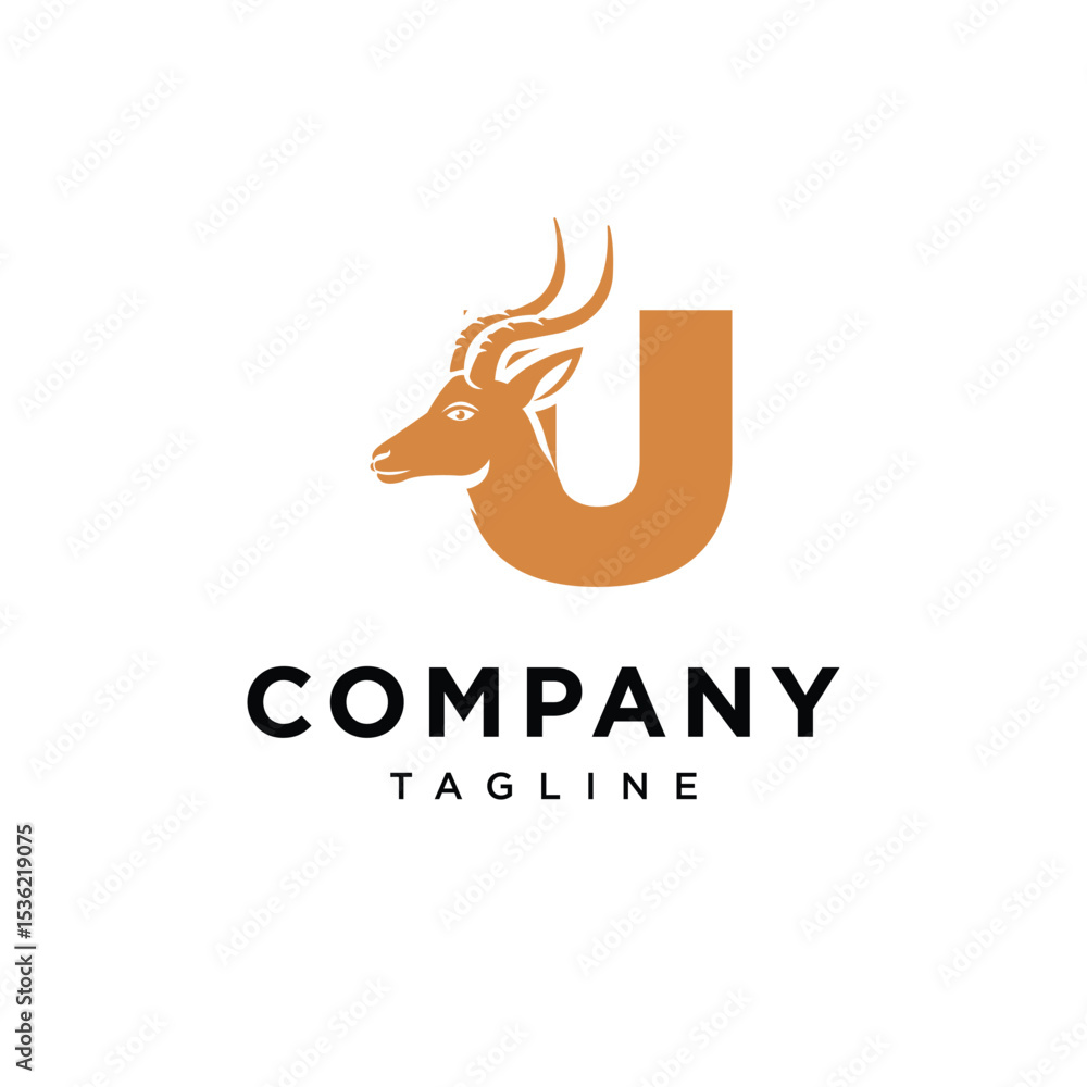 Letter U Antelope Logo Icon Vector Letter U Antelope Logo Icon Vector