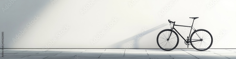 Minimalist illustration of a bicycle leaning against a white wall, side view, minimalistic, simple lines, award-winning. Minimalist illustration of a bicycle leaning against a white wall, side view, minimalistic, simple lines, award-winning.