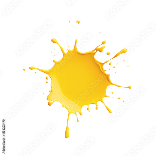 Vibrant yellow watercolor splash transparent background creative art design visual content