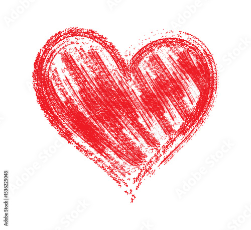 Red Heart shapes on white background. Hand drawn Heart doodle sketch, Scribble romance and love symbol, elements decorative vector illustration	