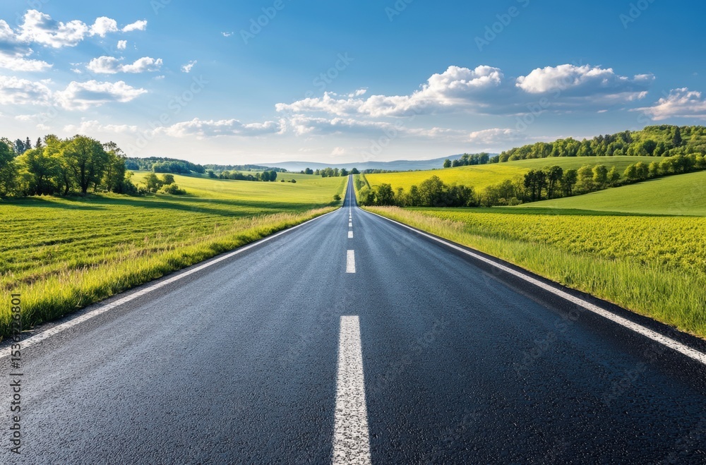 Fototapeta premium Self-healing asphalt road in rural area