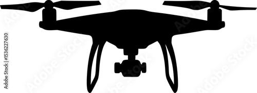 Black Silhouette Vector of Flying Drone Quadcopter