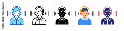 Listening Multiple Style Icon Set Collection.